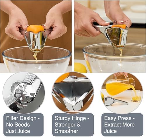 Lemon Squeezer, Lime Squeezer, Max Extraction Compact Hand Juicer for Citrus Lemon Lime Orange, Zinc Alloy Juicer