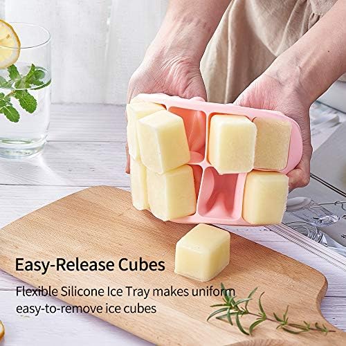 ZEROBOX Ice Cube Trays with Lids - Easy Release Silicone Ice Trays - Flexible 10 Square Cubes per Tray Ice Molds for Chilled Drinks, Whiskey & Cocktails - Stackable, Dishwasher Safe, BPA Free, Grey