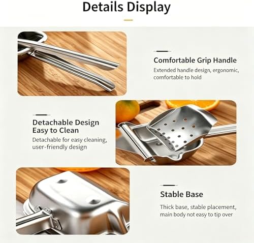 Fruit Juicer Squeezer Manual, 304 Stainless Steel Citrus with Filter Bag