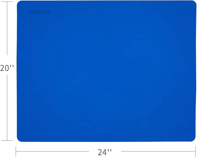 LONGFITE Silicone Baking Mat Extra Large 23.6''x19.7'' for Dough Rolling Pastry Fondant Mat Nonstick and Nonskid Heat Resistent, Countertop Protector, Dining Table Mat and Placemat (Extra Large, Blue)