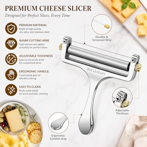 Bellemain Stainless Steel Wire Cheese Slicer with 2 Extra Wires - Silver