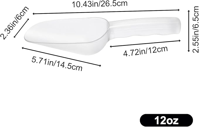 Plastic ice scoop for freezer - 12oz ice scoop BPA-FREE polycarbonate scoop with ergonomic handle, ideal for ice maker,ice cube, ice bucket, coffee beans, popcorn,ice cream, dishwasher safe (1 Pack)M