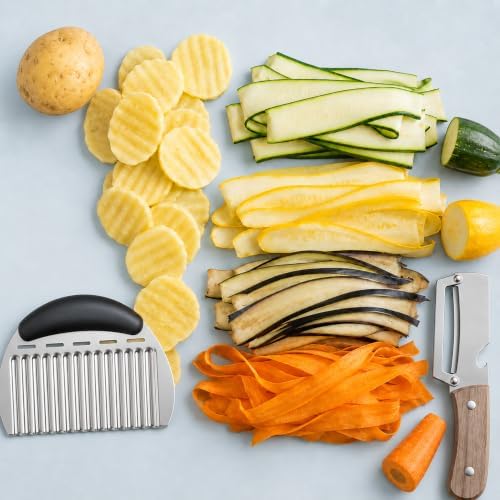 Multifunctional Vegetable Peeler & French Fry Crinkle Cutter Set