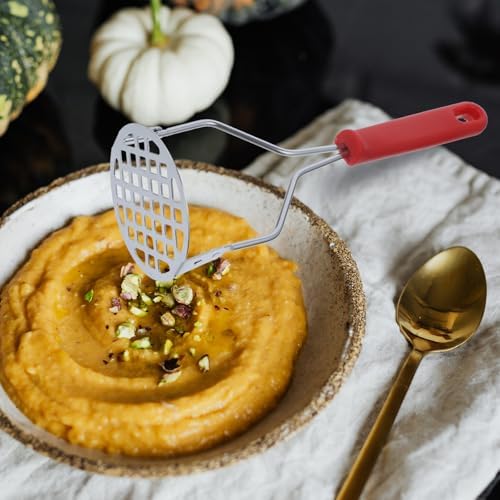 STOBAZA Stainless Steel Potato Press Manual Masher for Potatoes Sweet Potatoes Yams and Pumpkin Non-Slip Handle with Hanging Hole Kitchen Tool
