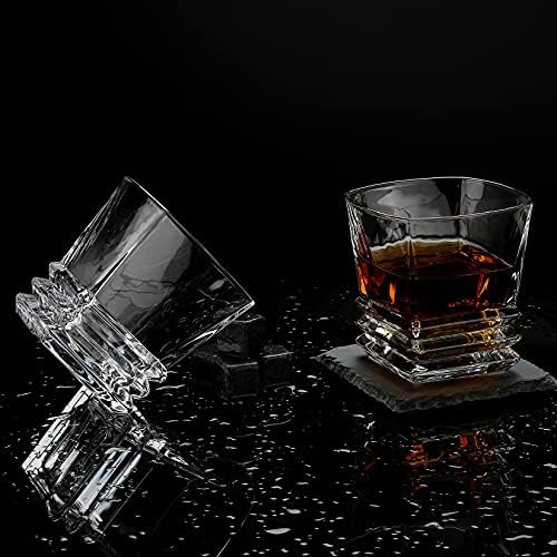 Whiskey Glass and Stones Set with Vintage Wood Box, Ideal Gifts for Men Dad
