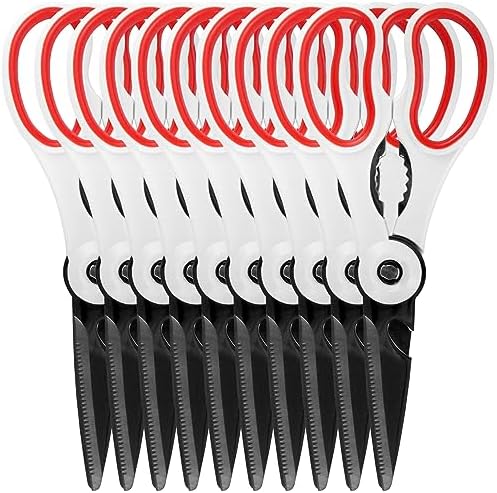 Premium 4-in-1 Kitchen Shears - White & Red - 10 Sets (10 Scissors)
