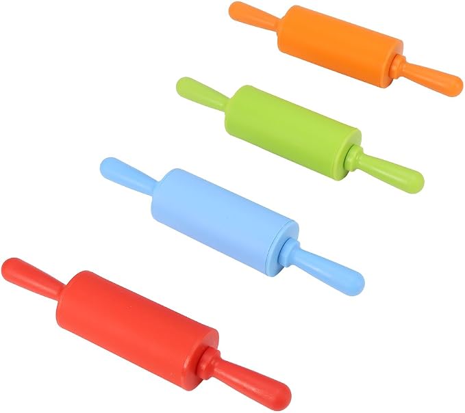 Fdit Non-Stick Silicone Rolling Pin Dough Rollers for Baking and Rolling Dough with Wooden Handle for Home Kitchen Children Cake 9 Inch(Green)