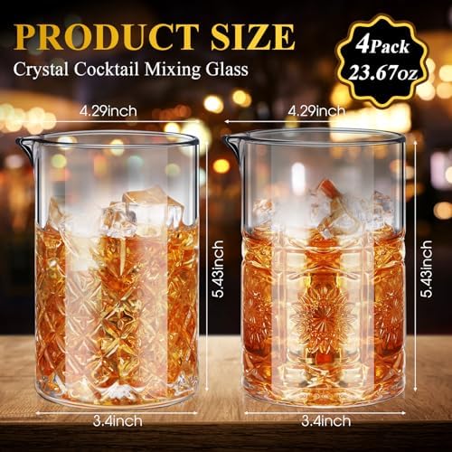 Inbagi 4 Pcs Cocktail Mixing Glass 23.67 oz Cocktail Shakers Stirring
