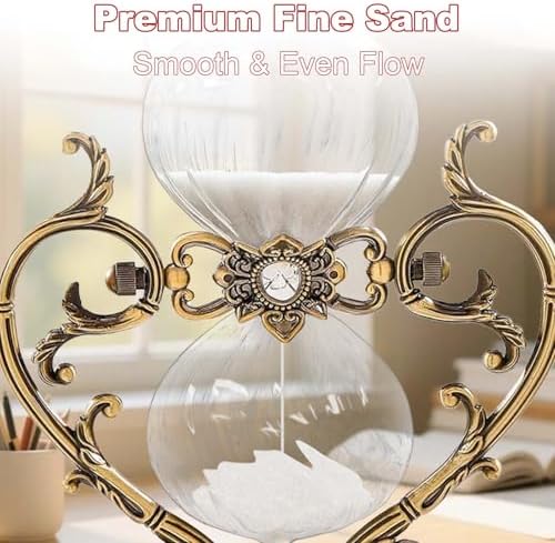 Hourglass Clock Sand Timer, Love Style Metal Hour Glass 30 Minute for Decor