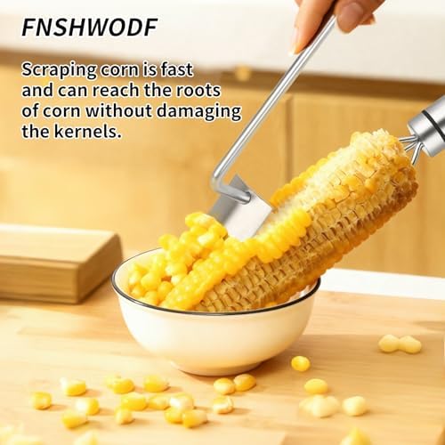 Professional Corn Peeler for Corn on the Cob, 1-Pack Stainless Steel Corn Stripper Tool with Long Handle & Safety Guard, Efficient Corn Kernel Remover for Kitchen, Wedding Favors, Party Supplies (1)