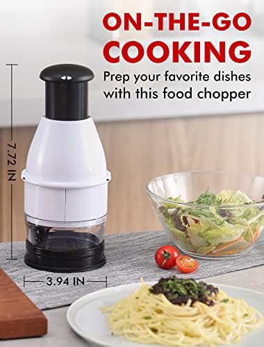 Geedel Food Chopper Vegetable Cutter, Easy to Clean Manual Veggie Onion Garlic Nut Chopper Dicer, Dishwasher Safe Vegetable Chopper with Container for Onions Nuts Garlic Veggies Salads, No BPA, White