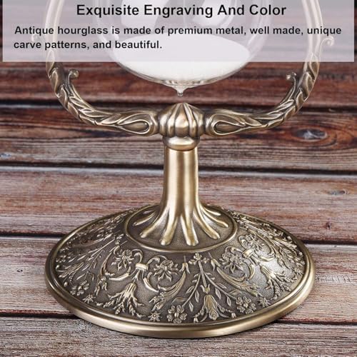 Hourglass Timer Sand Clock 60 Minutes, 360° Rotating Large Brass Vintage Sandglass Timer, Antique 1 Hour Glass Sand Watch for Decoration