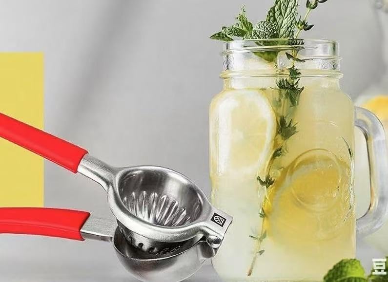 Stainless Steel Juicer - Metal Citrus Juice Press Lime Fruit Juice Press with Silicone Handle - Large Manual Juicer for Bar Kitchen Utensils Fruit Extractor