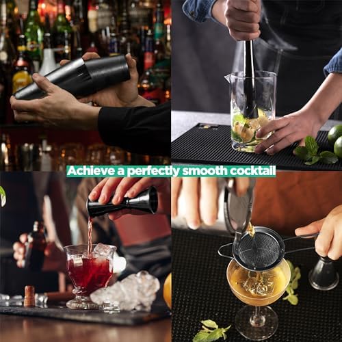 Homestia 12 Pcs Boston Cocktail Shaker Set, Mixology Bartender Kit, Black