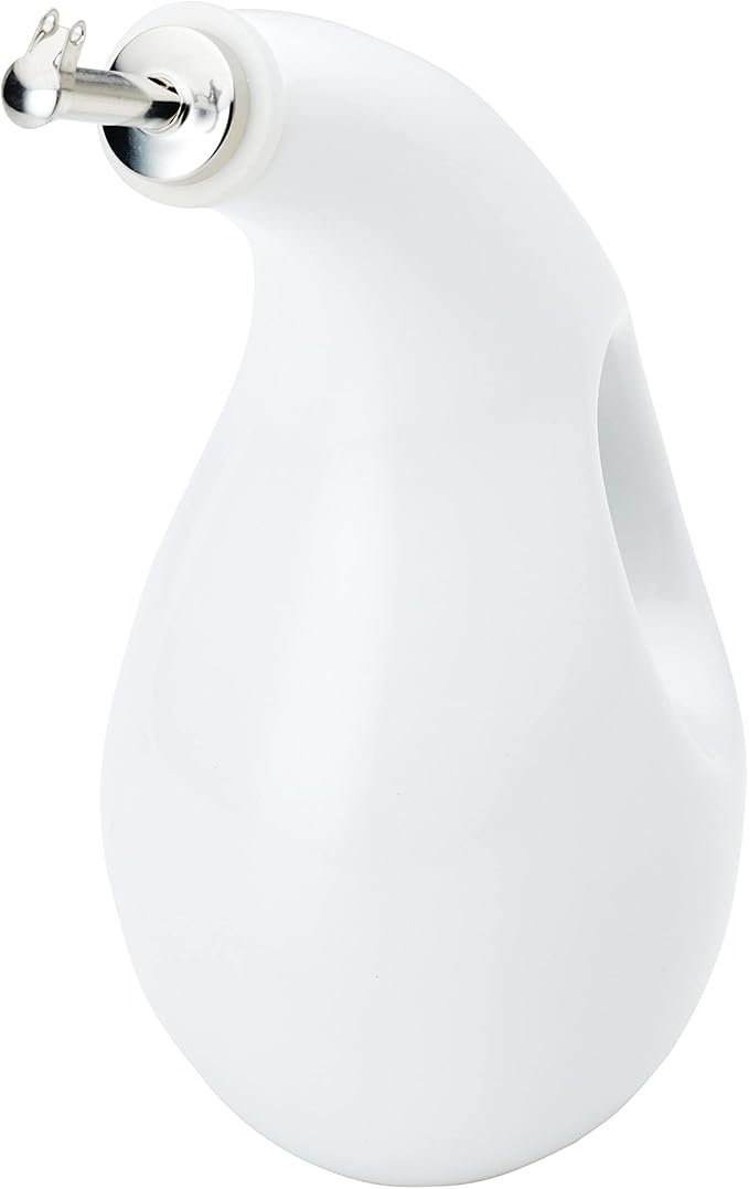 Rachael Ray Ceramic Olive Oil Dispenser Bottle for EVOO Oil and Vinegar, 24-Ounce, White