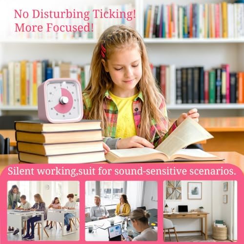 Visual Timer for Kids and Adult, 60-min Countdown Timer, LightPink
