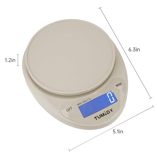 Small Digital Kitchen Scale Food -11lb/5kg Kitchen Weight Scale with LCD Display for Weight Loss, Sourdough Bread, Baking, Cooking, Keto and Meal Prep, 1g Precision, Batteries Included, Khaki