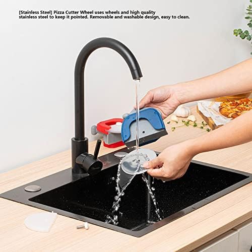 Pizza Cutter Wheel, Steel Grip Pizza Cutter Wheel, 4.3 x 4.9in Detachable Pizza Cutter with ABS Cover and Ergonomic Handle for Cutting Pizza, Cakes and Waffles
