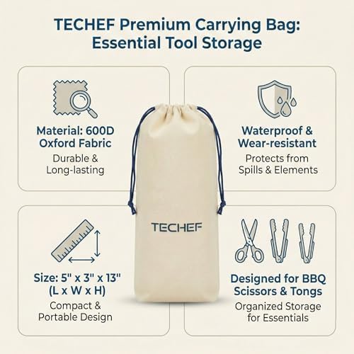 TECHEF Kitchen Shears With 2 Stainless Steel Tongs & Travel Bag, Dishwasher Safe, 4-Piece Complete Set, Made in Korea (Scissors & Tongs Set)