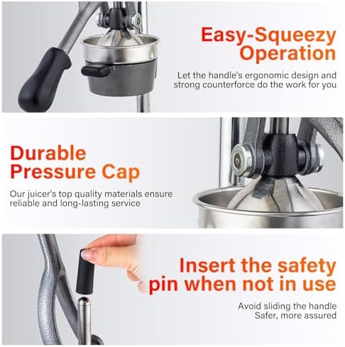 Manual Cast Iron Juicer, Gray Lemon Citrus Squeezer