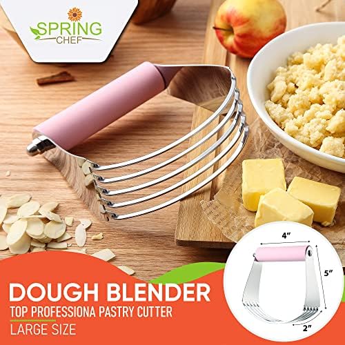 Spring Chef Premium Swivel Vegetable Peeler & Professional Stainless Steel Dough Blender, Large Size - 2 Product Bundle - Pink Lemonade