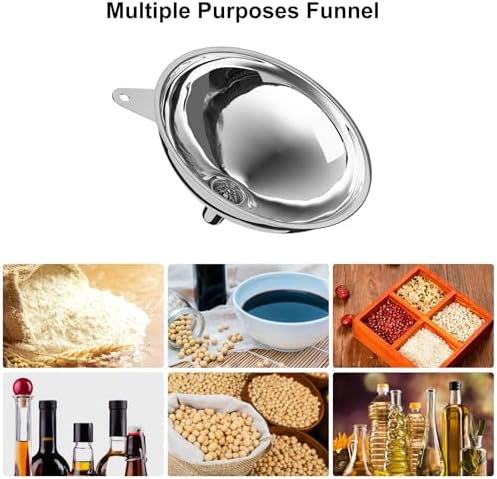 Serinar Stainless Steel Large Funnel with Filter (5.7 in. X 0.55 in. Mouth) and 50 Mesh Stainless Steel Food Filter for Bottle, Oil, Juice, Coffee, Honey, Milk