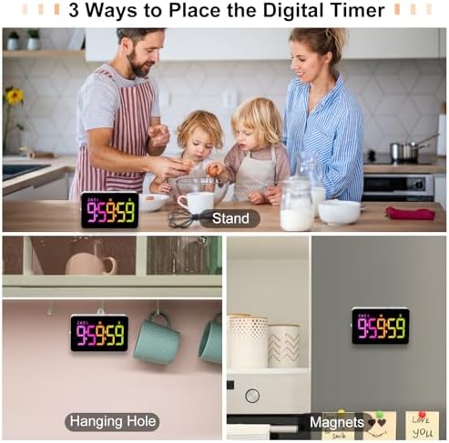 PERSUPER Kitchen Digital Timer, Count Down Up, Rechargeable, Vibration Mode