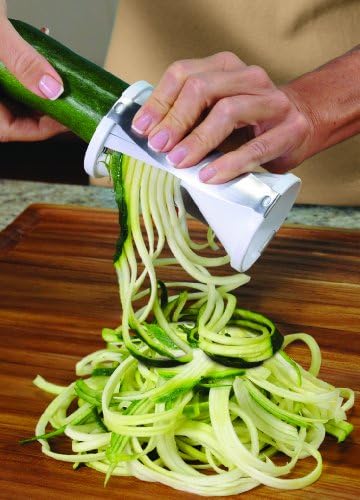 Veggetti Veggie Slicer,Dual Stainless Steel Blade Vegetable Cutter for Thick or Thin Noodle,Works with Zucchini,Squash,Cucumbers,Carrots,and more,2.76"L x 2.76"W x 6.32"H,White,(Pack of 6)