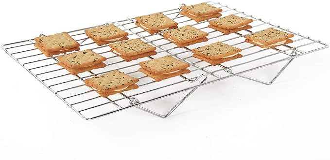 FlagShip Cooling Baking Rack Set of 4, 100% 304 Stainless Steel Wire Baking Rack, Stackable Cooling Cooling Roasting Cooking - 14.4''x10.43''