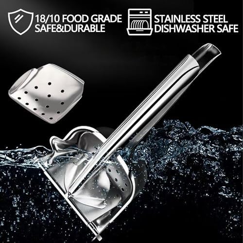 Lemon Squeezer, 304 Food Grade 18/8 Stainless Steel Manual Juicer with Ergonomic Grip, Silver
