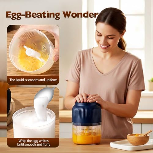 Electric Garlic Chopper, 350ml Cordless Garlic Grinder Onion Masher, Portable Veggie Chopper, Wireless Food Processor For Ginger Chili Fruit Meat Etc (White)