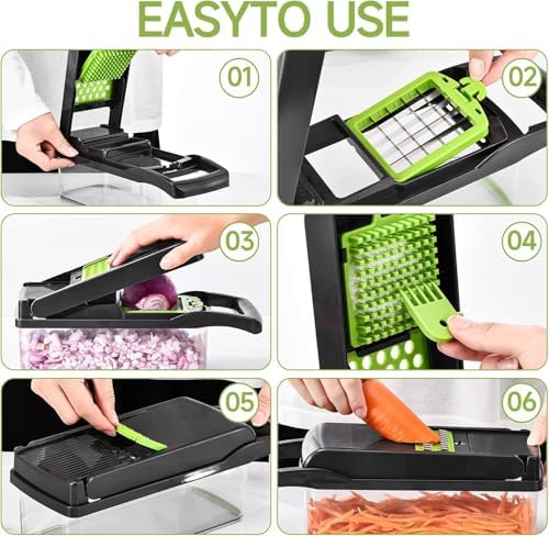 15 in 1 Vegetable Chopper, Food Veggie Chopper, Onion and Vegetable Slicer with Container, Dicer, Kitchen Gadget and Essential
