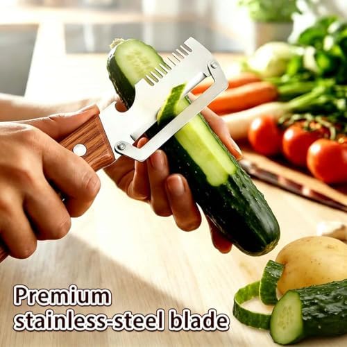 Premium Vegetable Peeler with Wooden Handle and Bottle Opener, Multi-Functional Vegetable Peeler for Fruit Pumpkin Peeling Potato and other vegetables or fruits (5pcs)