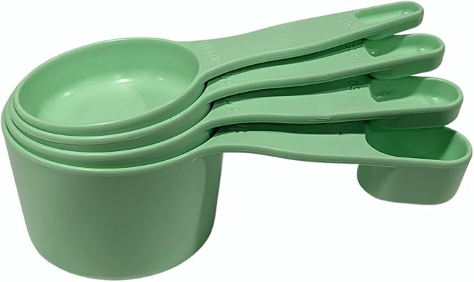 Storage Theory 2-in-1 Measuring Cups & Spoons Set (4-Piece) - Nesting Space-Saving Kitchen Gadget - BPA-Free Food Grade Plastic - Dishwasher Safe for Baking, Cooking, Coffee - Pink