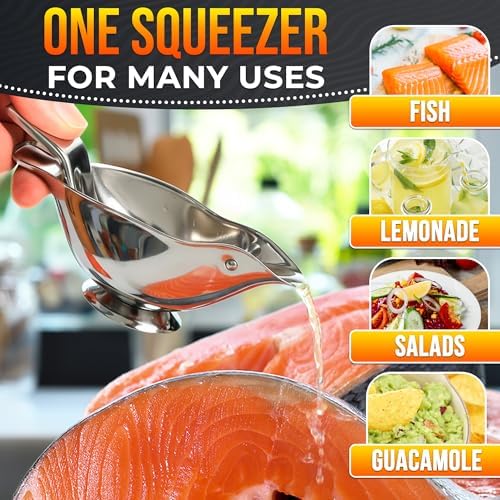 Bird Lemon Squeezer with Pour Spout, Tiny Stainless Steel Slice Press