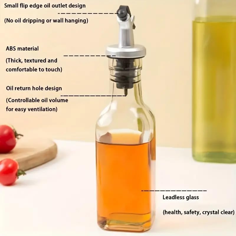 Cuisinox Italian Glass Olive Oil Bottle Dispenser with Dripless Spout, 11.8" (17 oz)