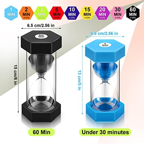 Yunsailing 9 Packs Sand Timer Hourglass 1-60 Minutes Visual, Classic Colors
