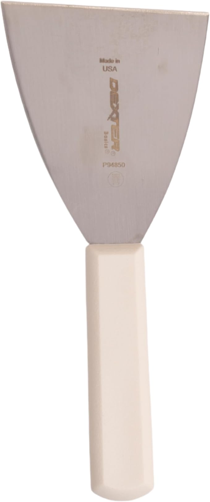 Dexter-Russell Basics 4” Stiff Scraper – P94850, Heavy-Duty Stainless Steel Blade with Ergonomic Polypropylene Handle, 8.5” Overall Length, NSF Certified, Made in USA
