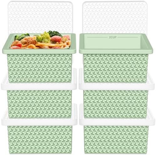 6 Pack-Silicone Freezer Tray with Lid-Stackable Soup Freezer Container Molds,2-Cup Ice Cube Trays for Perfect Portion Control,Food Storage & Meal Prep,Oven & Dishwasher Safe