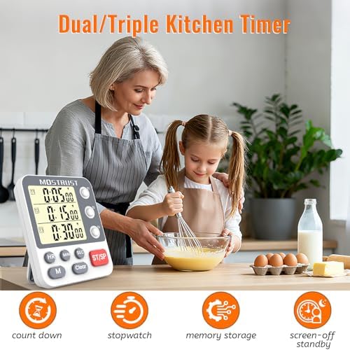 Digital Dual Kitchen Timer, Multiple Channels Countdown Timer