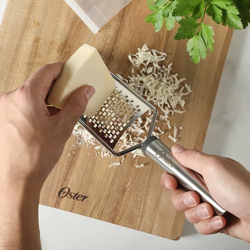 Oster Chadswyck 11.8” Handheld Grater, Stainless Steel Cheese Grater, Sharp Blades for Kitchen Prep, Dishwasher Safe