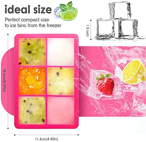 Excnorm Silicone Ice Cube Trays, 2‑Pack Large Square Molds with Lid
