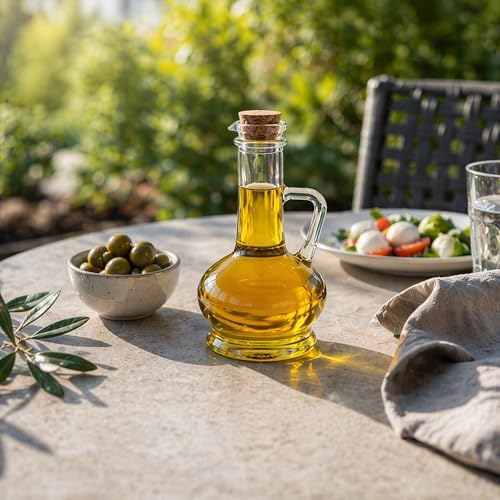 Restaurantware-RW Base 8-Ounce Olive Oil Dispenser, 1 Kitchen Oil Dispenser Bottle - With Cork Lid, Non-Leaking, Clear Glass Pourer, For Cooking Or Salad Dressings