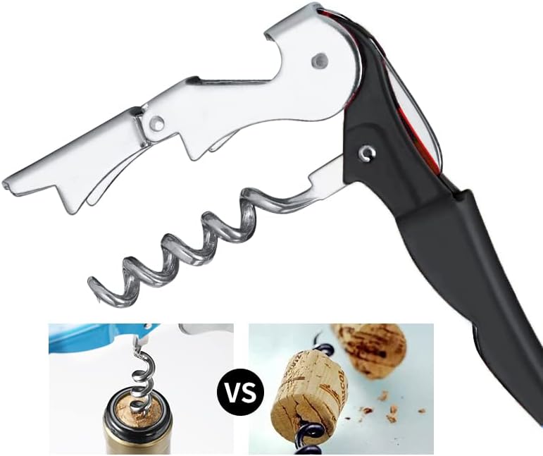 Professional Waiter Corkscrew Wine Openers Set(2PCS), Heavy Duty Stainless Steel Hinges Wine Key for Restaurant Waiters, Sommelier, Bartenders