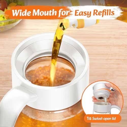 Oil Spray Bottle 580ml, 2-in-1 Oil Dispenser & Sprayer Glass Bottle for Kitchen, Fine Mist & Clog-Resistant for Olive-oil, Air Fryer, Kitchen Cooking