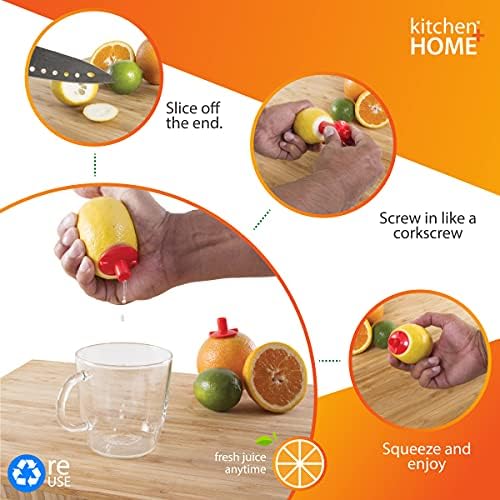 Kitchen + Home Citrus Tap – Portable Lemon Lime Juicer Spout, Orange Citrus Sipper and Jalapeño Corer – 9 Pack