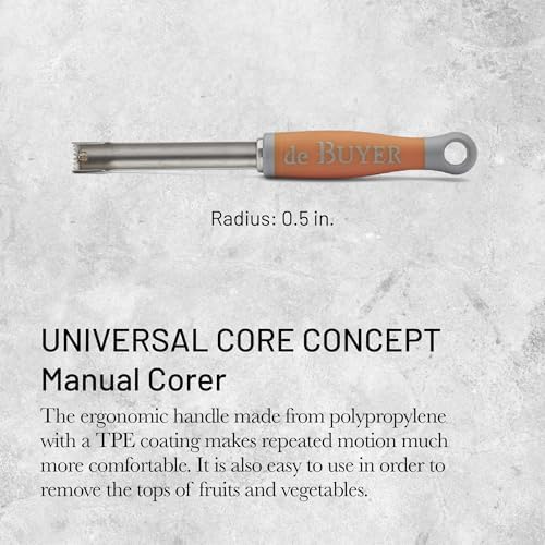 de Buyer UNIVERSAL CORE CONCEPT Manual Corer, Orange - 0.5” - Serrated Stainless Steel Blade - Ergonomic, Non-Slip Handle - Easy to Use