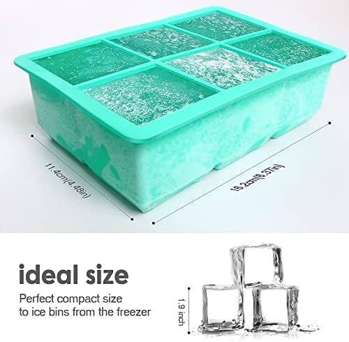 Excnorm Silicone Ice Cube Trays, 3‑Pack Large Square Molds with Lid