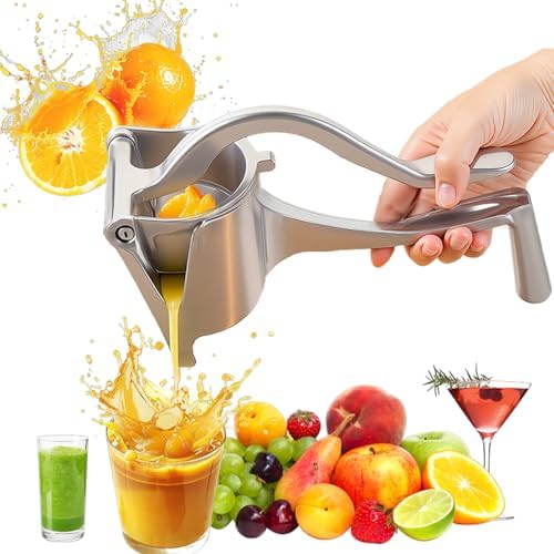 Manual Juicer, Hand Press Lemon Squeezer & Citrus Press - Upgrade Aluminum Alloy Fresh Fruit Juice Extractor, Ergonomic Grip Heavy Duty Manual Juicer, Effortless & Easy to Clean Kitchen Tool (A)