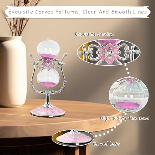 Sand Timer 15 Minutes,Hour Glass,Metal Vintage Hourglass,Hourglass Decor,for Home Decoration Office Desk Wedding Party Decor Kitchen Timer (U-Shaped, 15 Min)